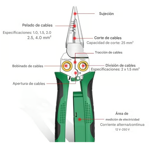 Alicate Todo en Uno con Detector
